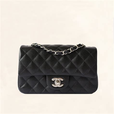 chanel mini black caviar silver hardware|Flap Bags .